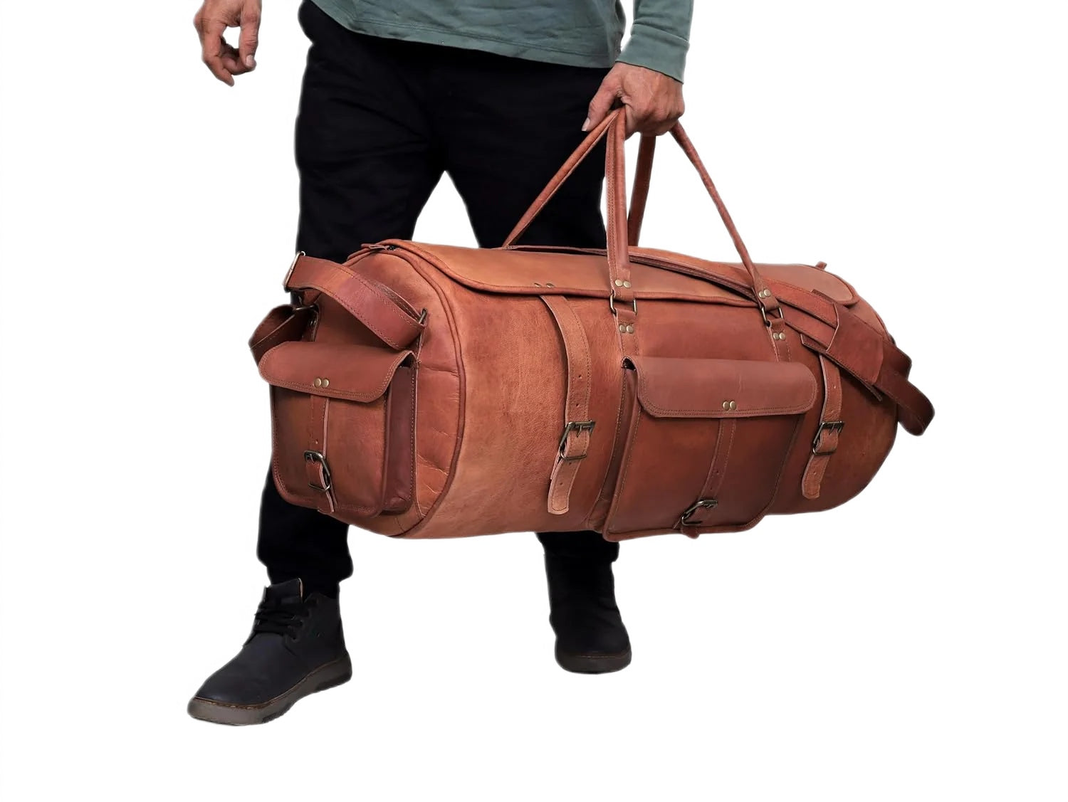 VINTAGE MAX ADVENTURE Resväska i läder med ryggsacksfunktion. Unisex 30"