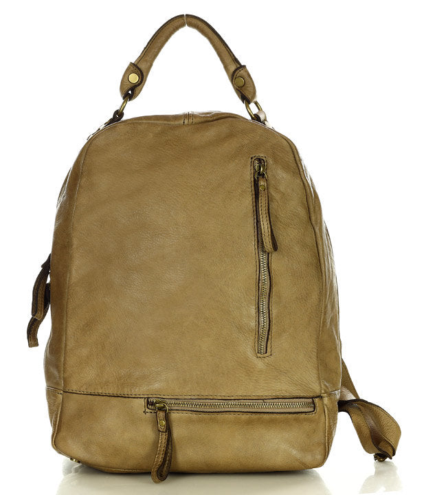 Balotto ● Duży modny plecak ze skóry włoskiej. Vintage A4. beige-taupe