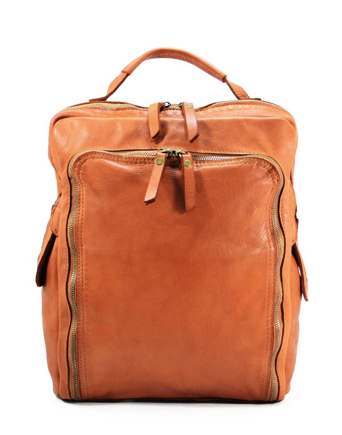 Vintage affärsryggsäck i läder 2-i-1 – färg cognac