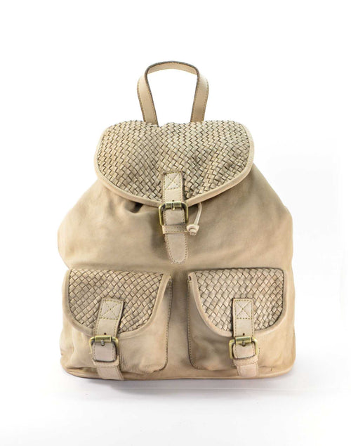 women's leather backpack beige taupe vintage