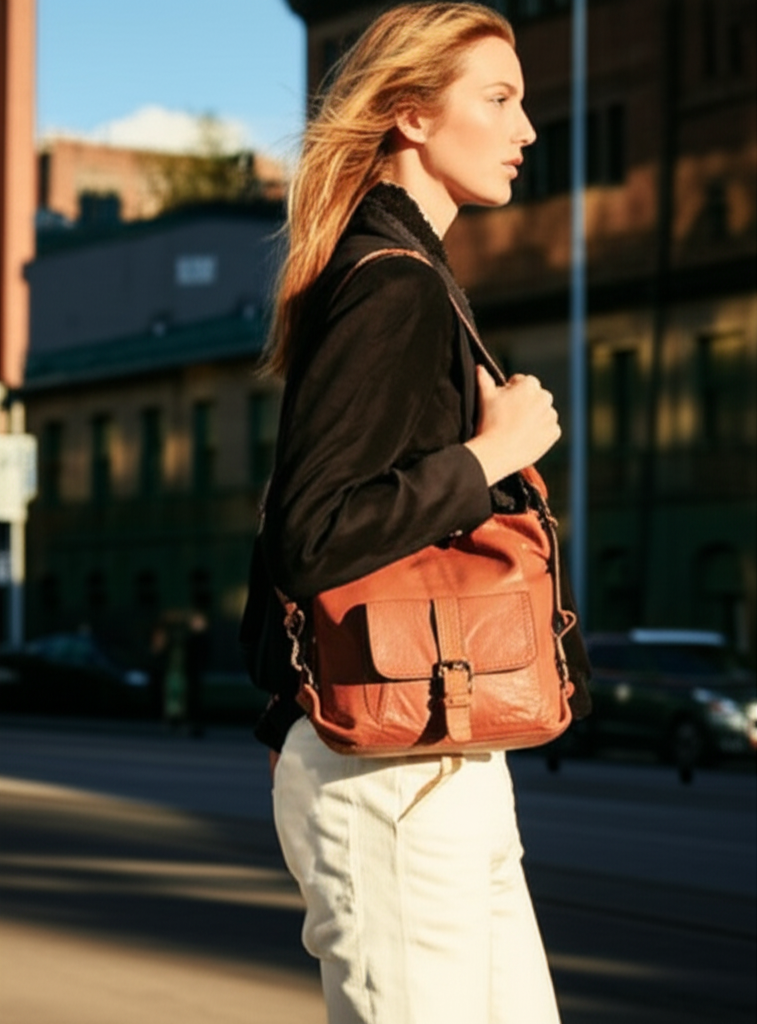 Bari. Stylish Women's Leather Backpack and Bag 2 in 1 Vintage A4