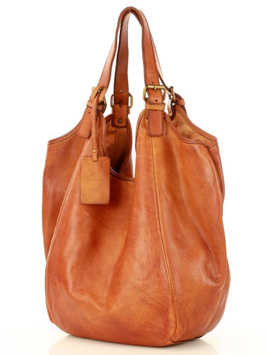 VESSA - Duża damska skórzana torba worek – Shopper Hobo