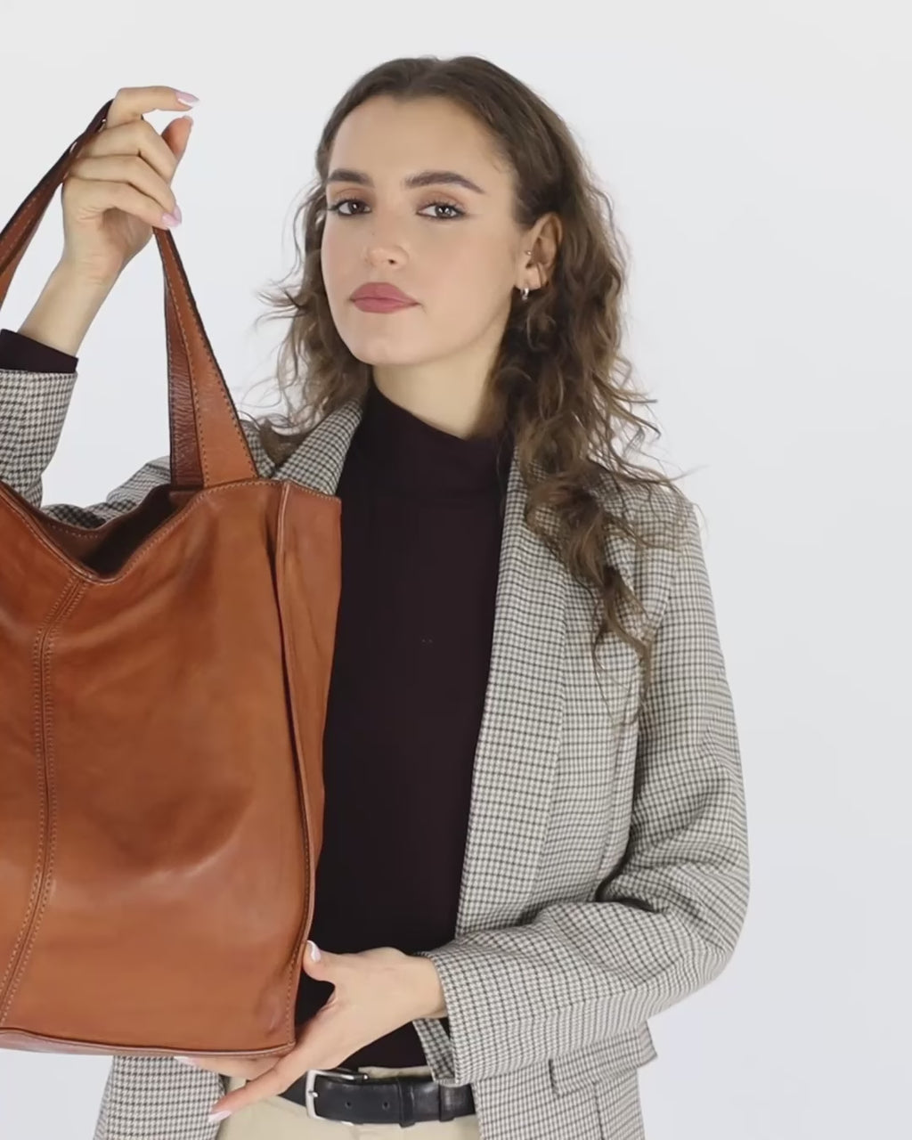 Arreto ● Klasyczna włoska skórzana torba na ramię shoperka damska