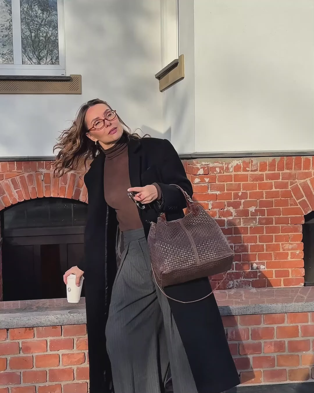 Diommo. Flätad läderväska för kvinnor, kofferttyp