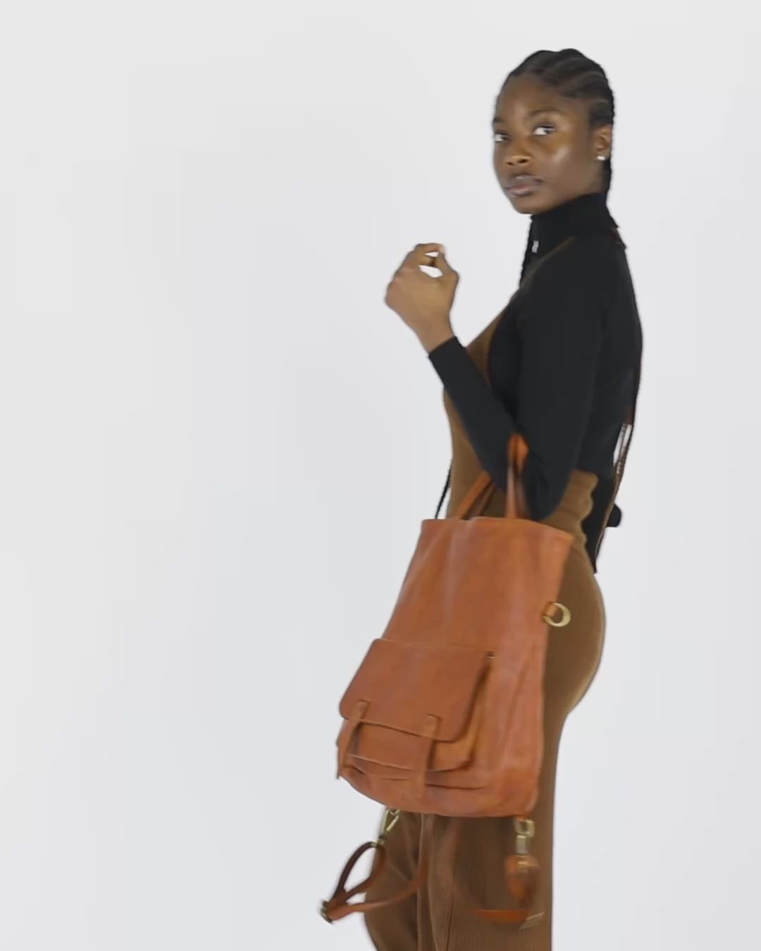 Carraca. Skórzana torba na ramię tote plecak w jednym