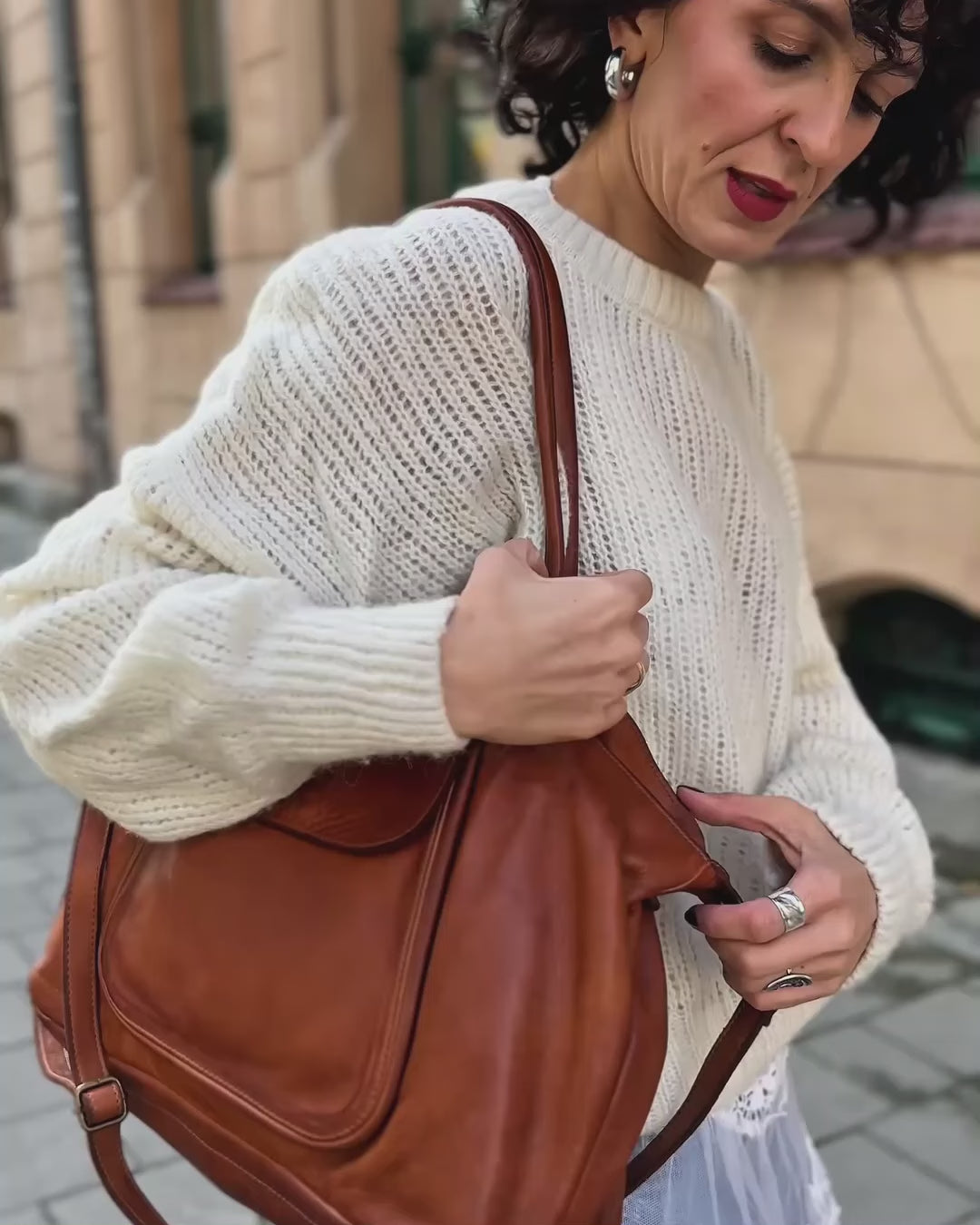 Agnes ● Duża damska torba skórzana na ramię