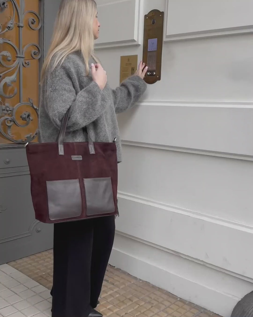 BRESCIA Sue. Damska torba na ramię Tote Bag z włoskiego zamszu