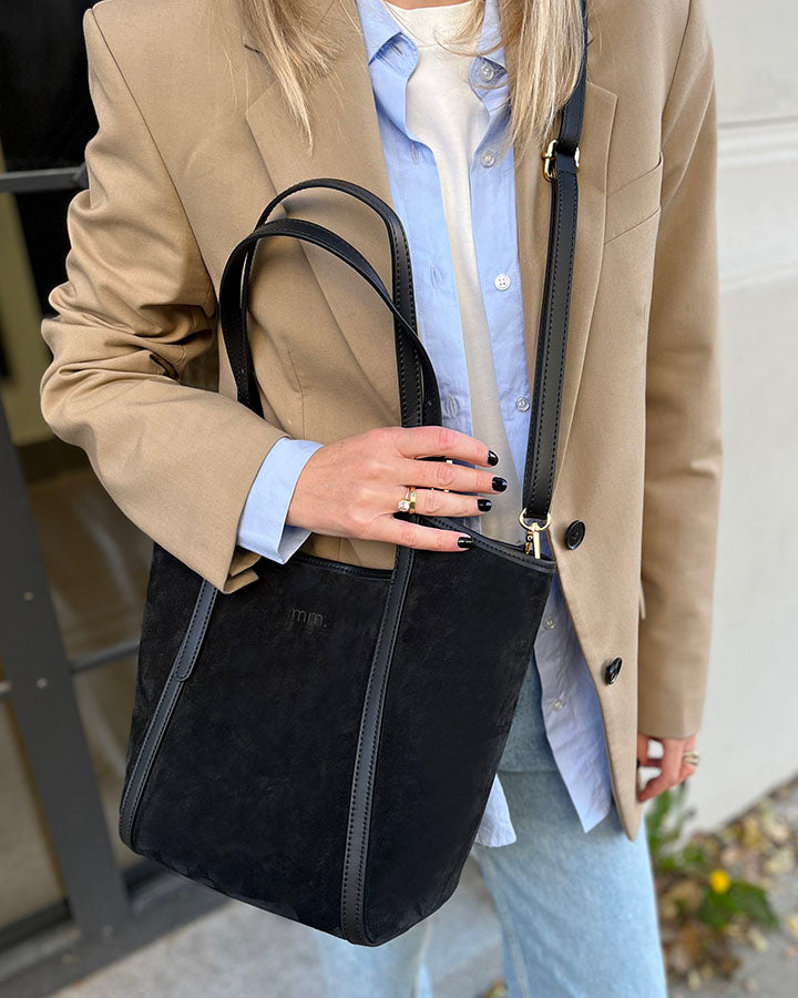 BASTOGNE Sue. Elegancki shopper bag torba na ramię z włoskiego zamszu