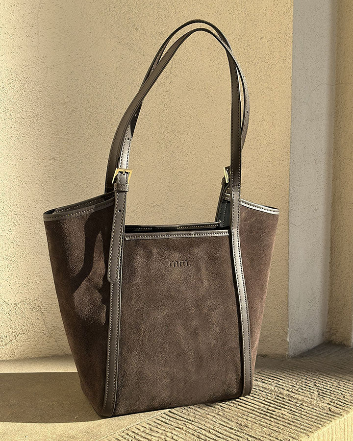 BASTOGNE Sue. Elegancki shopper bag torba na ramię z włoskiego zamszu