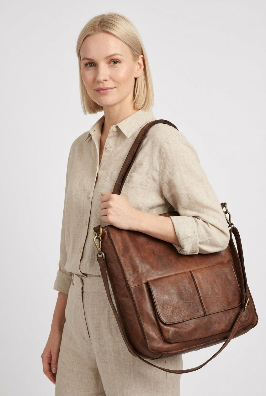 Carrara Tote. Italian Leather Women's Tote Shopper Bag A4 