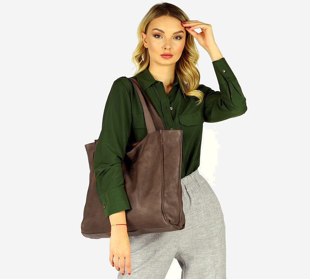 Cancio ● Leather women's shopper bag A4 XL