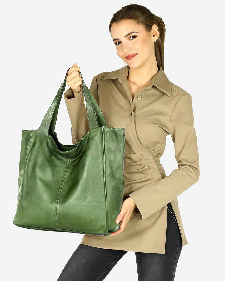 Cancio ● Leather women's shopper bag A4 XL