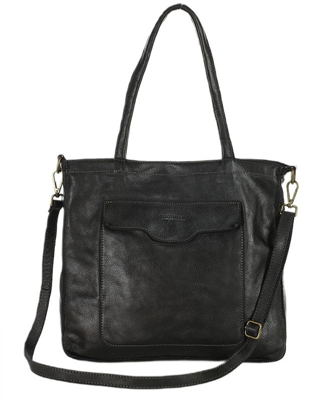 TOTE ROMA. Women's shoulder bag - shopper bag with pockets made of Italian natural leather