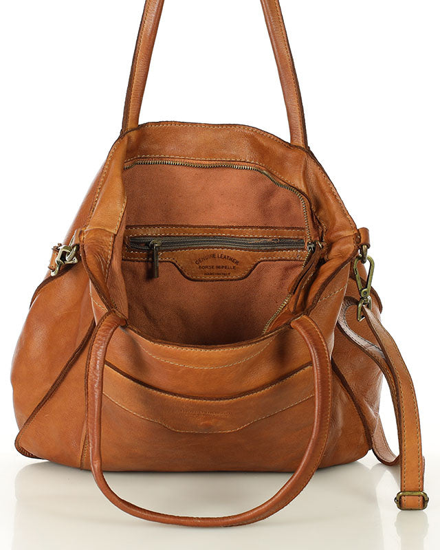 TOTE ROMA. Women's shoulder bag - shopper bag with pockets made of Italian natural leather