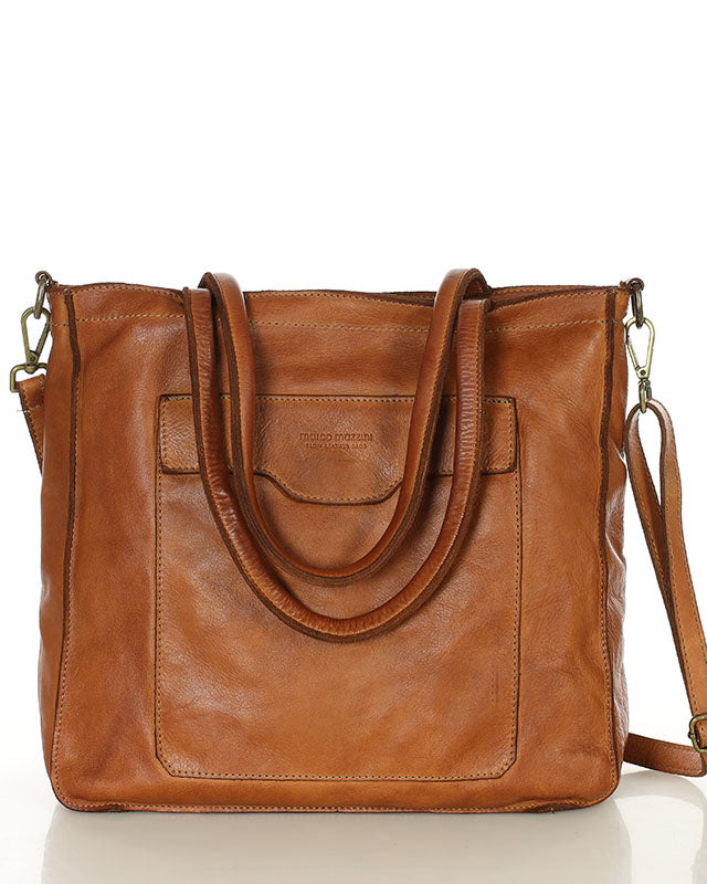 TOTE ROMA. Women's shoulder bag - shopper bag with pockets made of Italian natural leather