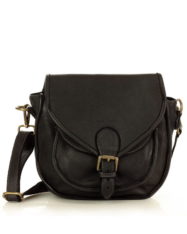 Luca Vintage. Klassisk saddelväska - crossbodyväska i läder i vintagestil.