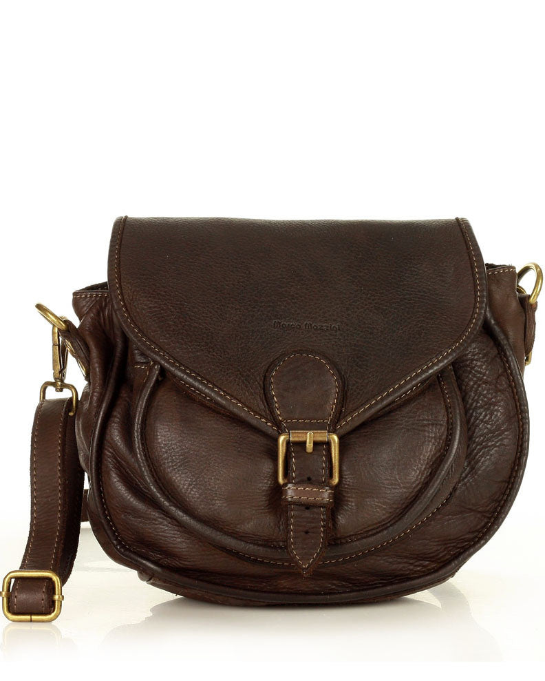 Luca Vintage. Klassisk saddelväska - crossbodyväska i läder i vintagestil.