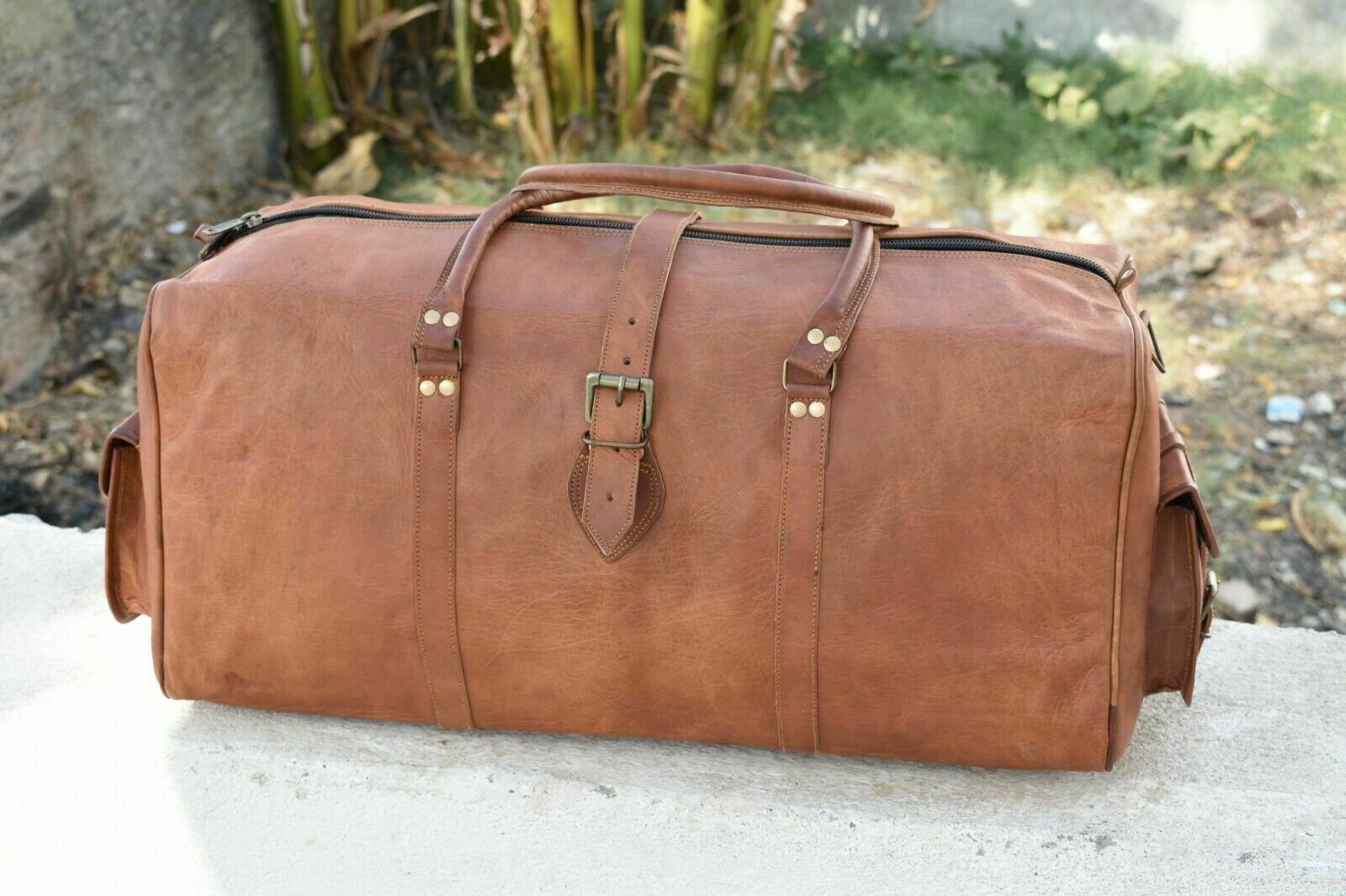 BERBER VINTAGE 30" Stor läderreseväska handbagageväska weekendväska Unisex