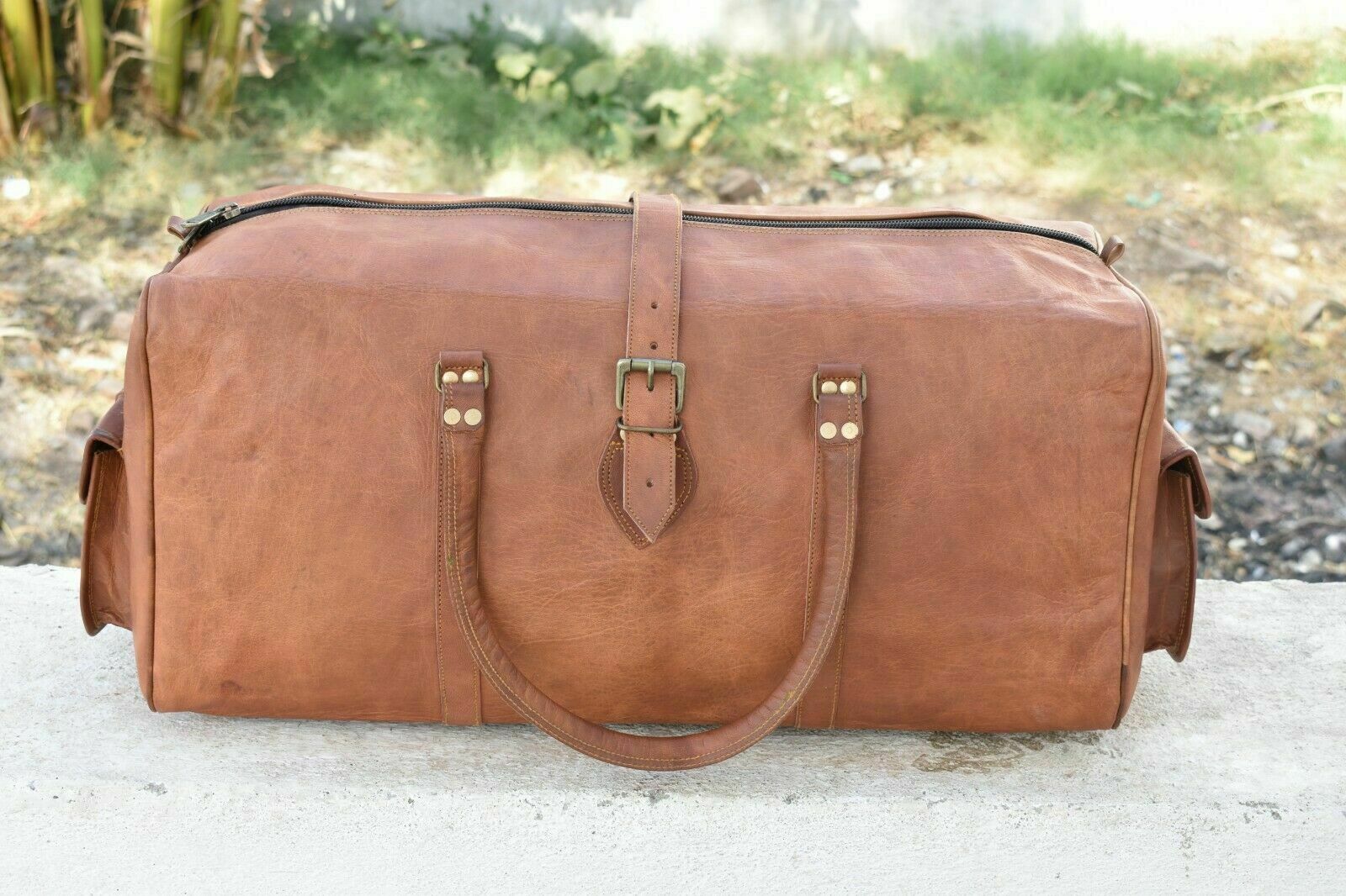 BERBER VINTAGE 30" Stor läderreseväska handbagageväska weekendväska Unisex