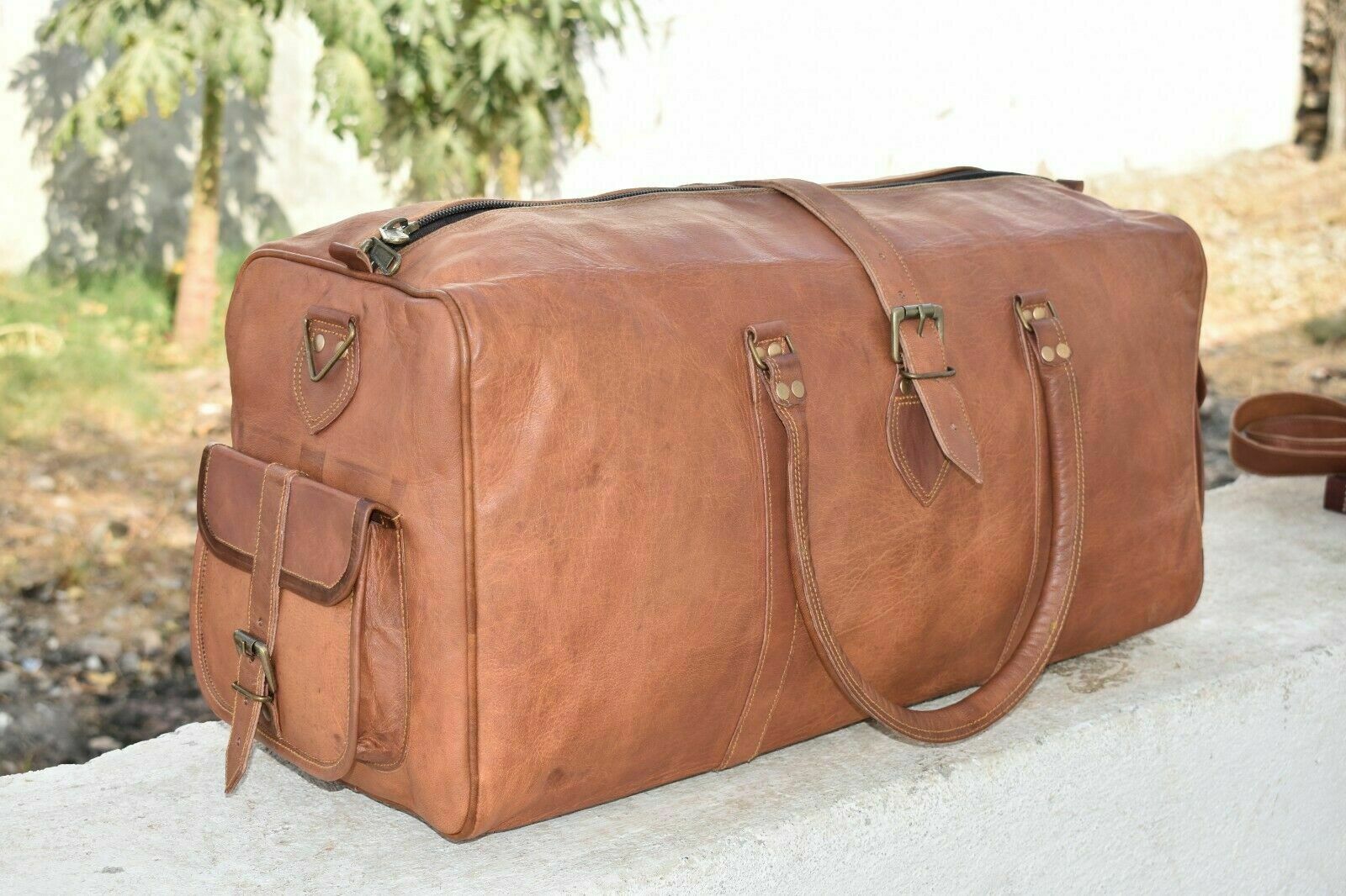 BERBER VINTAGE 30" Stor läderreseväska handbagageväska weekendväska Unisex