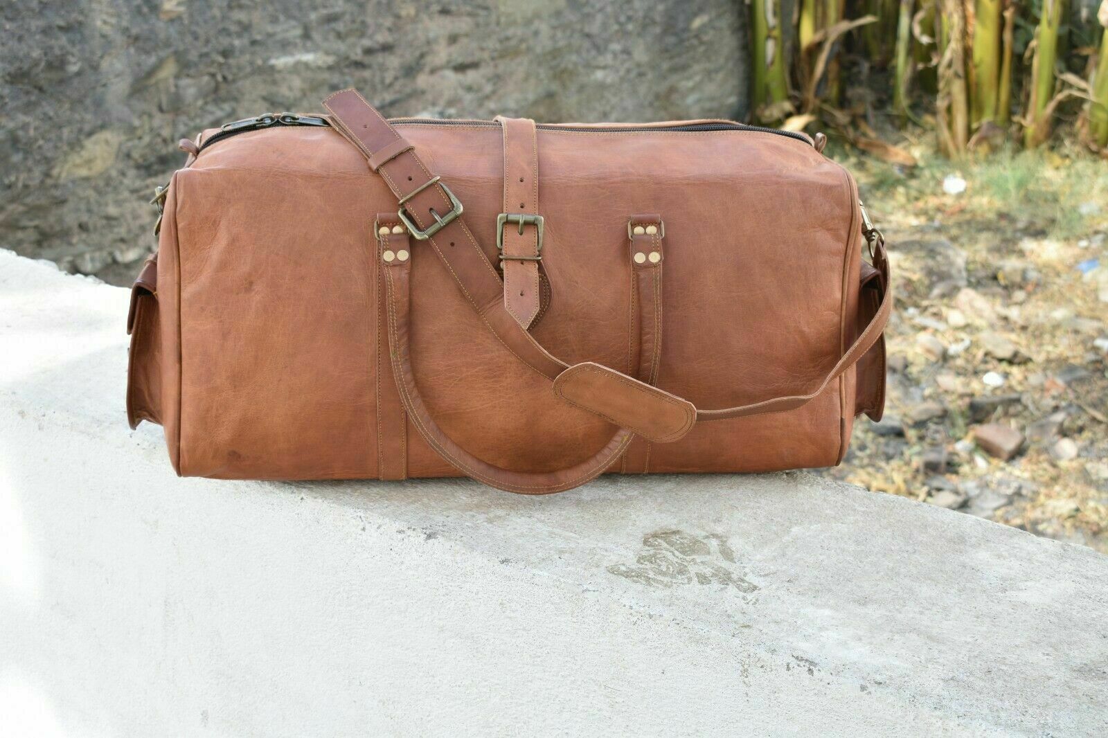 BERBER VINTAGE 30" Stor läderreseväska handbagageväska weekendväska Unisex