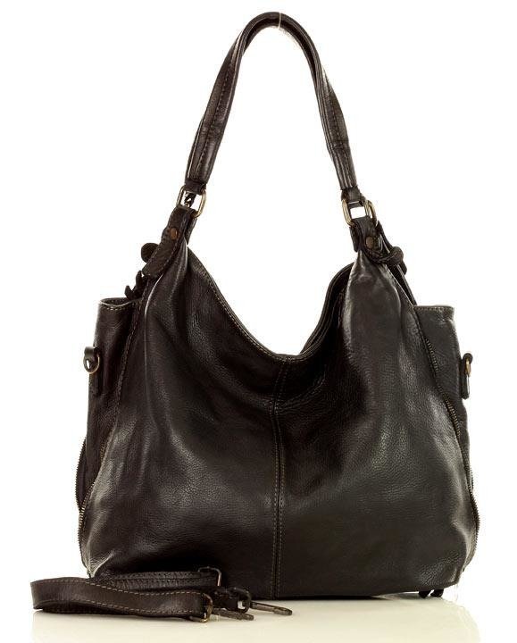 Caldoni. Leather shoulder bag shopper women A4 XL