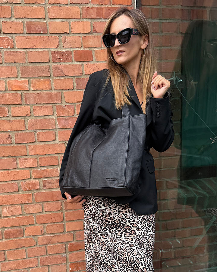 Arreto Grande. Skórzana damska torba na ramię shopper bag