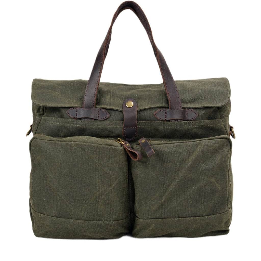 Zielona WAXMit WORKS torba na laptopa do 13 cali z grubego woskowanego płótna canvas