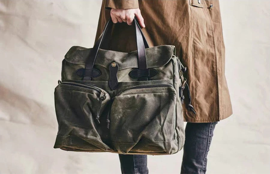 WAXMit WORKS torba biznesowa w stylu vintage z wytrzymałego woskowanego płótna canvas