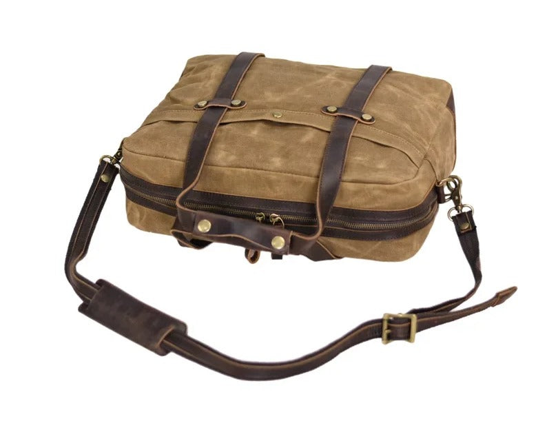 Retro torba biznesowa na laptopa z płótna canvas LECROIX