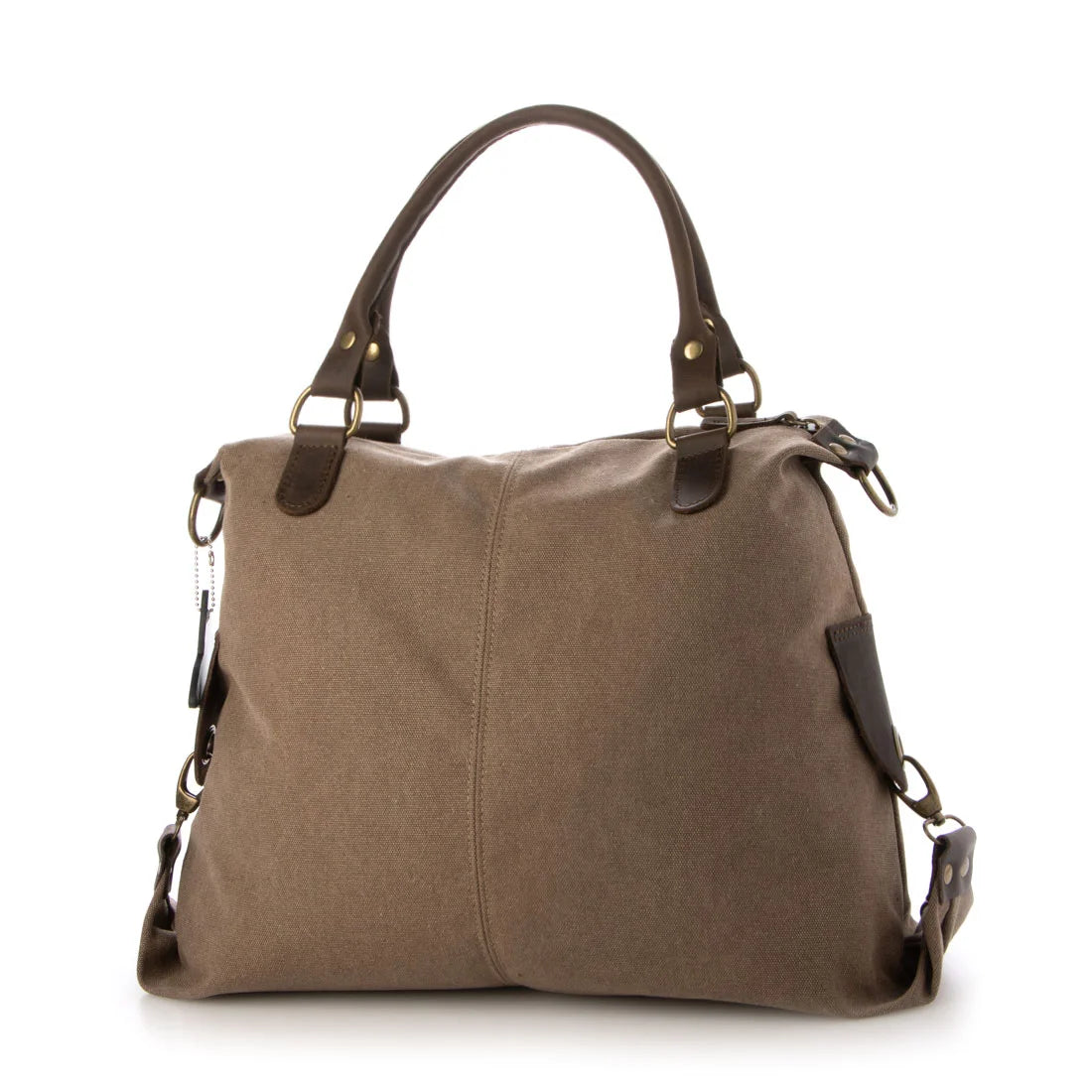 KOUKO HOBO - Duża damska torba na ramię z płótna canvas i skóry