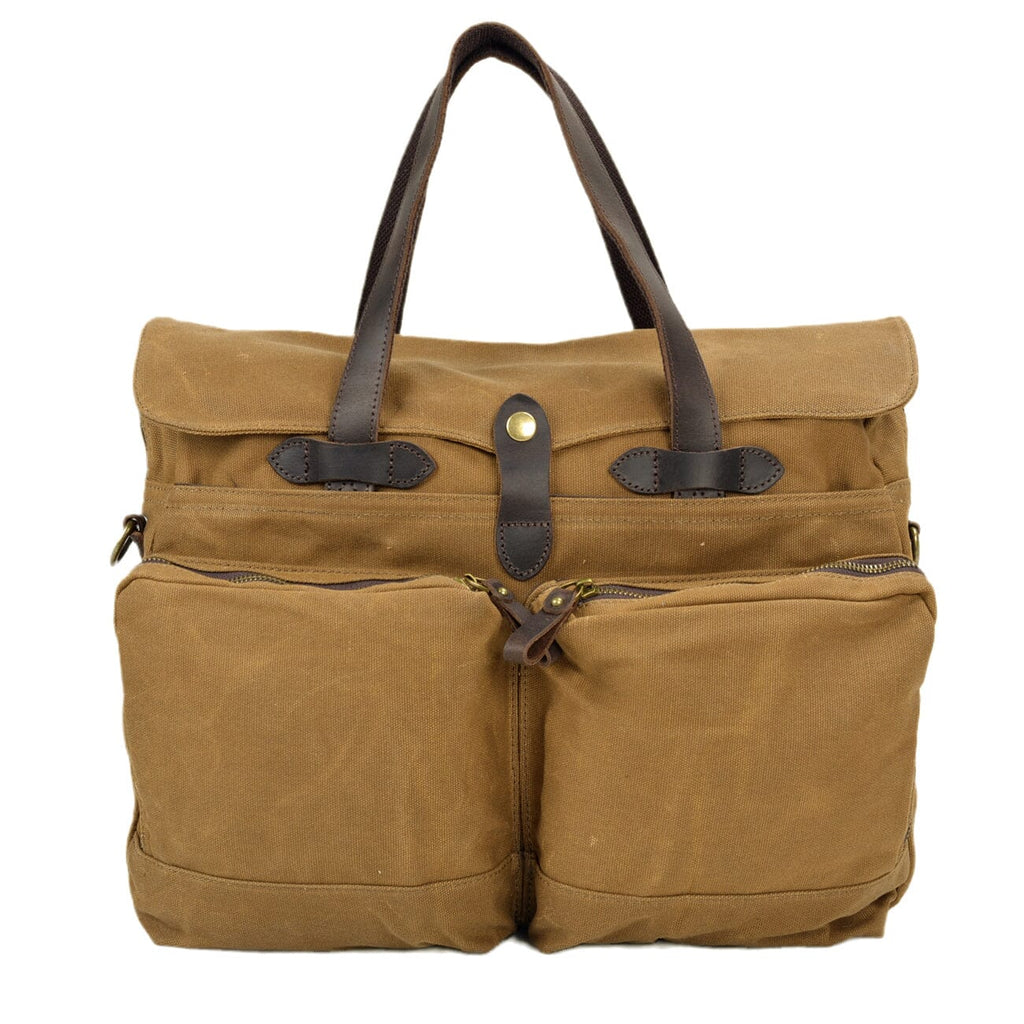 Duża torba weekendowa z woskowanego canvasu i prawdziwej skóry cielęcej WAXHoldall XL khaki