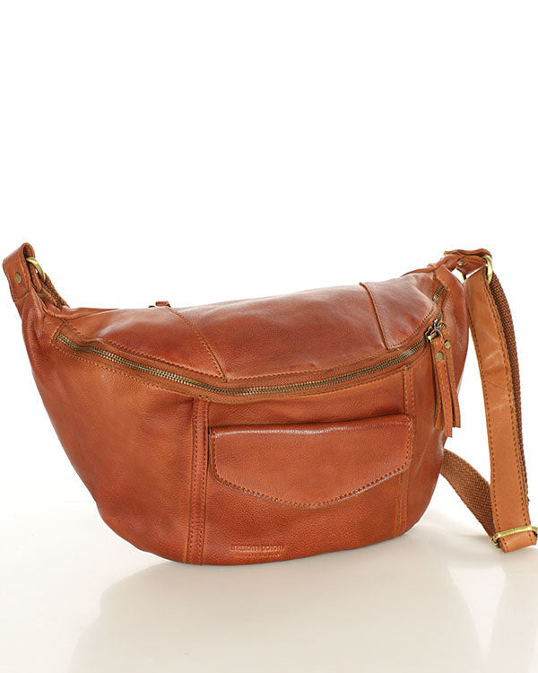 Large Leather kidney bag black brown waist bag women's crossbody