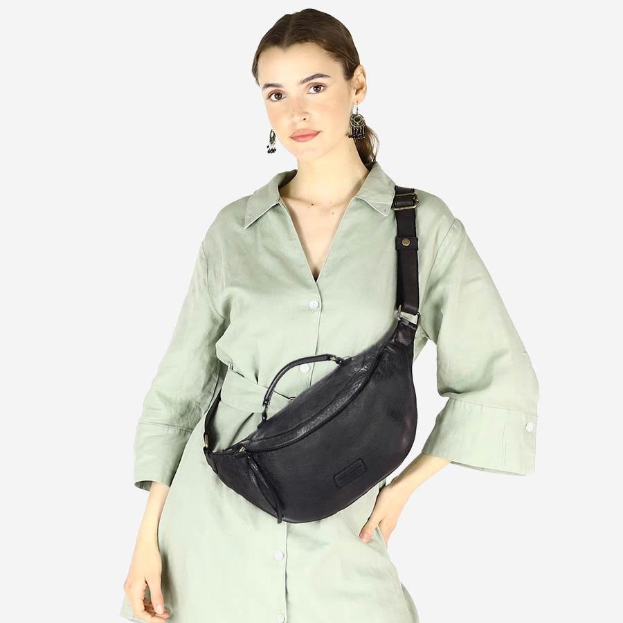 Torq2. Stor njurväska i läder för kvinnor halvmåne crossbody med handtag