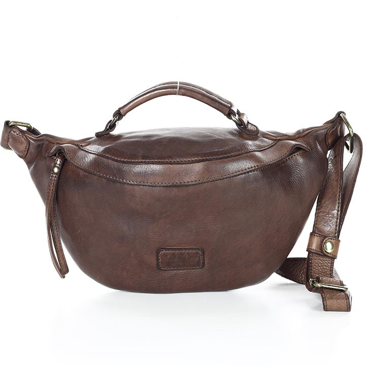 Torq2. Stor njurväska i läder för kvinnor halvmåne crossbody med handtag