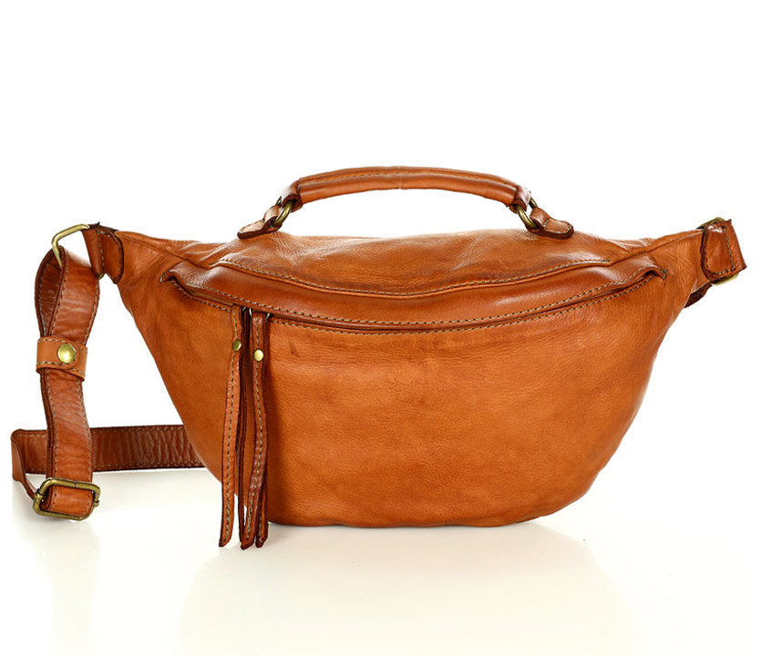 Torq2. Large leather women's kidney bag - half moon handbag
