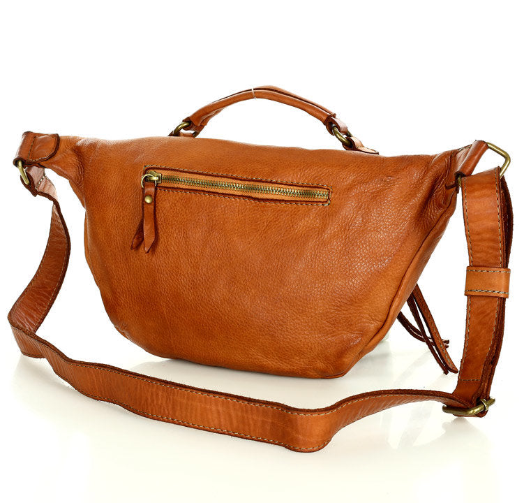 Torq2. Large leather women's kidney bag - half moon handbag