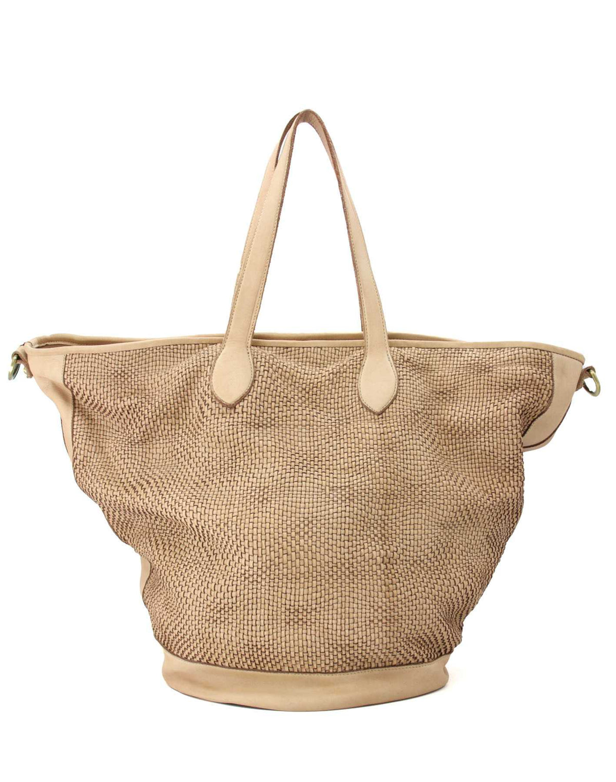 Cassia ● Trapezoidal leather women's shoulder bag shopper type A4