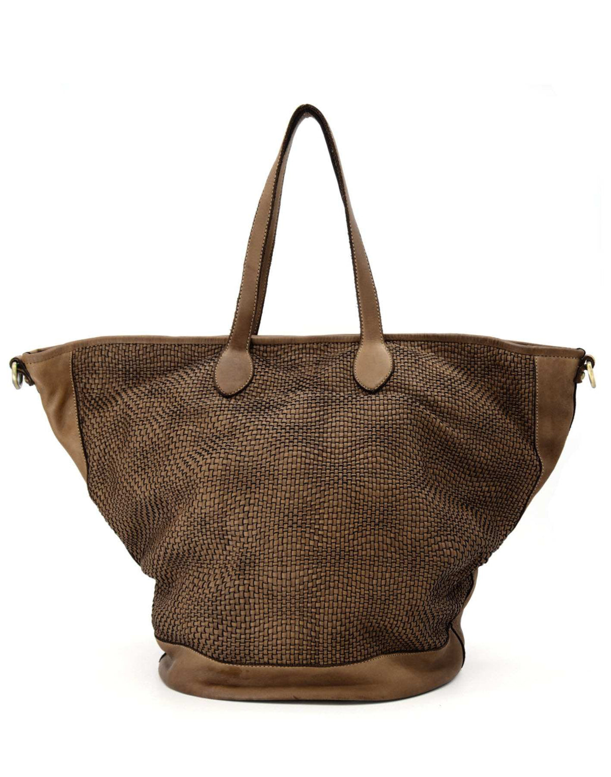 Cassia ● Trapezoidal leather women's shoulder bag shopper type A4