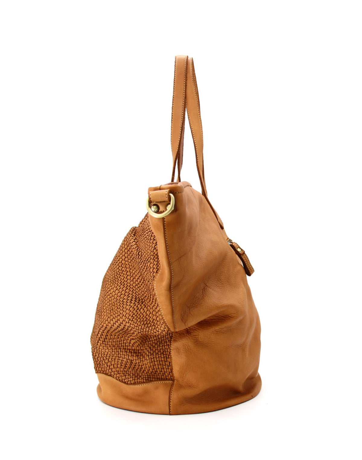Cassia ● Trapezoidal leather women's shoulder bag shopper type A4