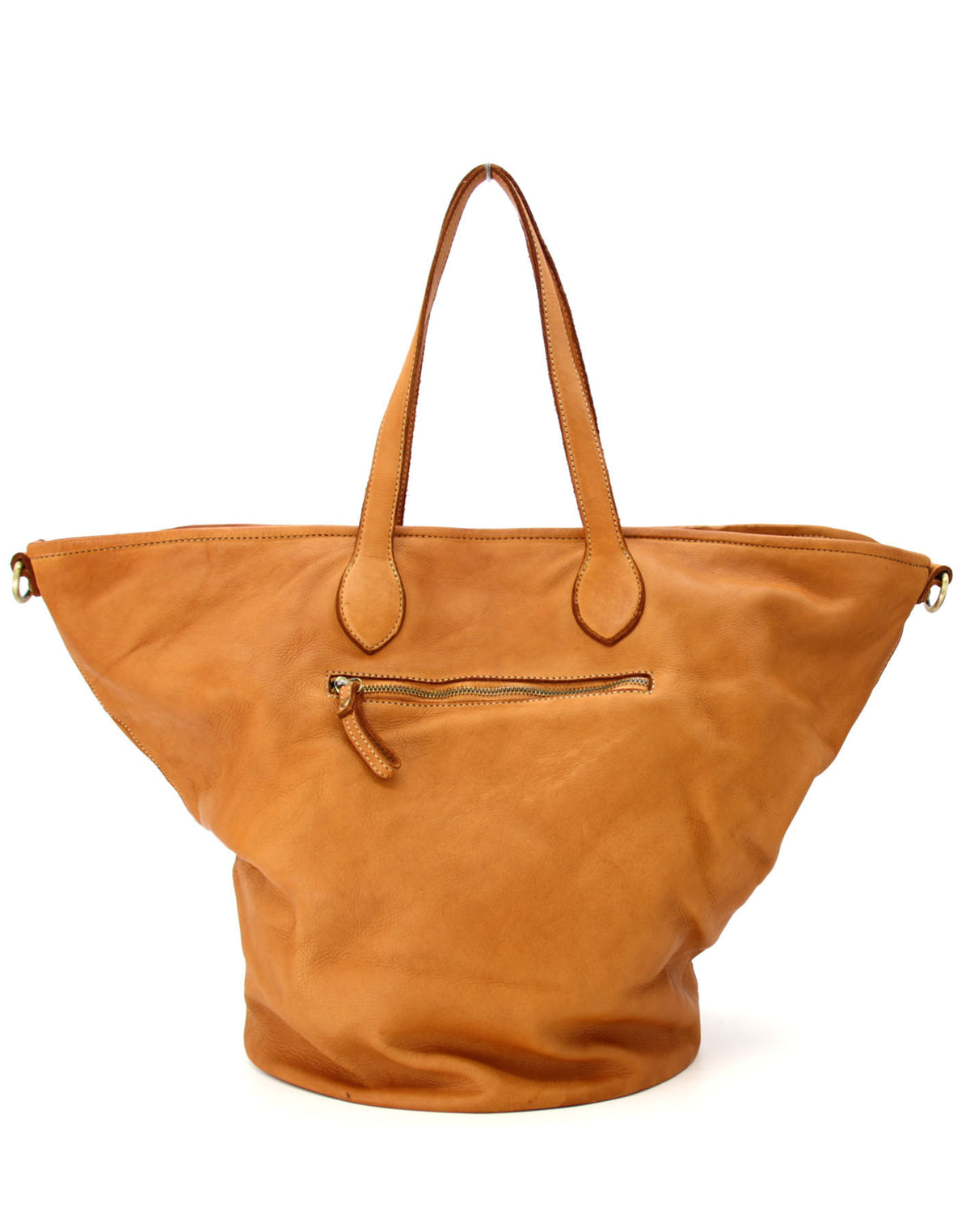 Cassia ● Trapezoidal leather women's shoulder bag shopper type A4