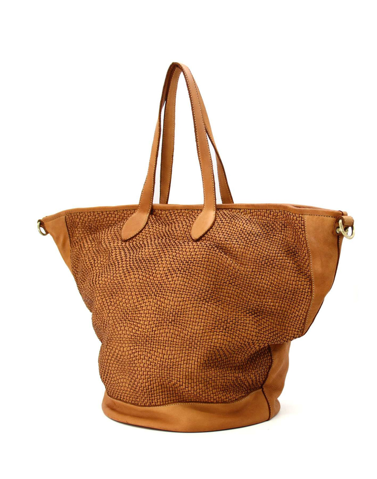 Cassia ● Trapezoidal leather women's shoulder bag shopper type A4