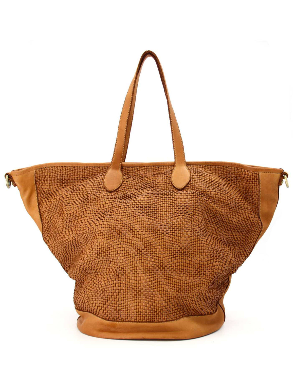 Cassia ● Trapezoidal leather women's shoulder bag shopper type A4