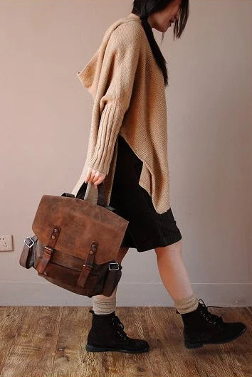 TAR VINTAGE Damski plecak materiałowy-skórzany w stylu vintage. Unisex