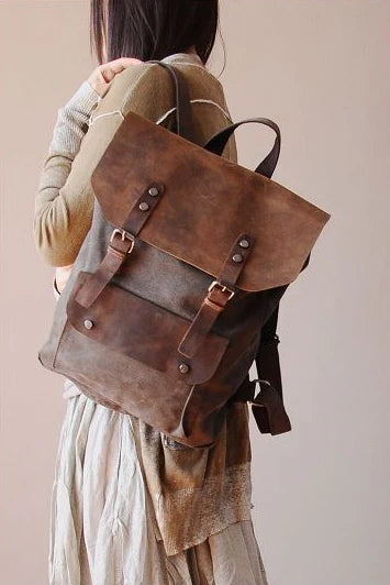 TAR VINTAGE Damski plecak materiałowy-skórzany w stylu vintage. Unisex