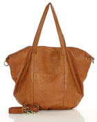 Candini Grande 2w1. Skórzana damska torba na ramię shopper bag crossbody, brązowa & czarna