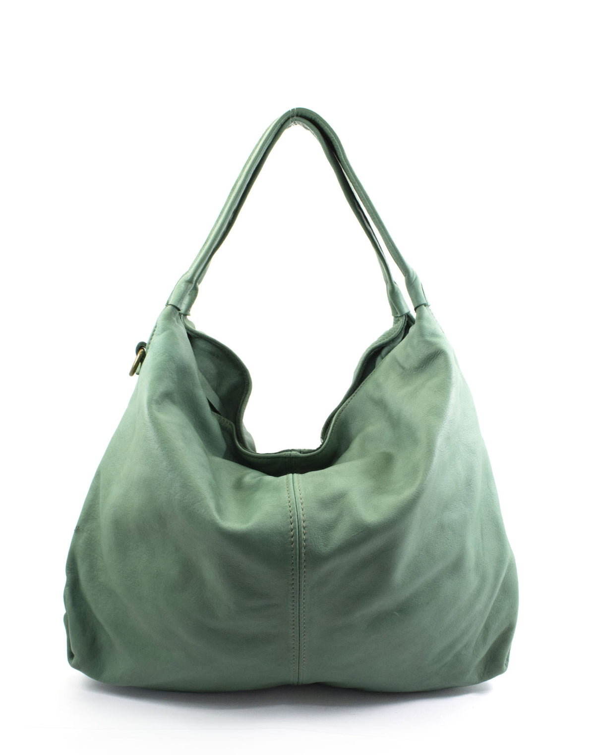 Sac porté épaule en cuir vert pour femme, de style souple Hobo.